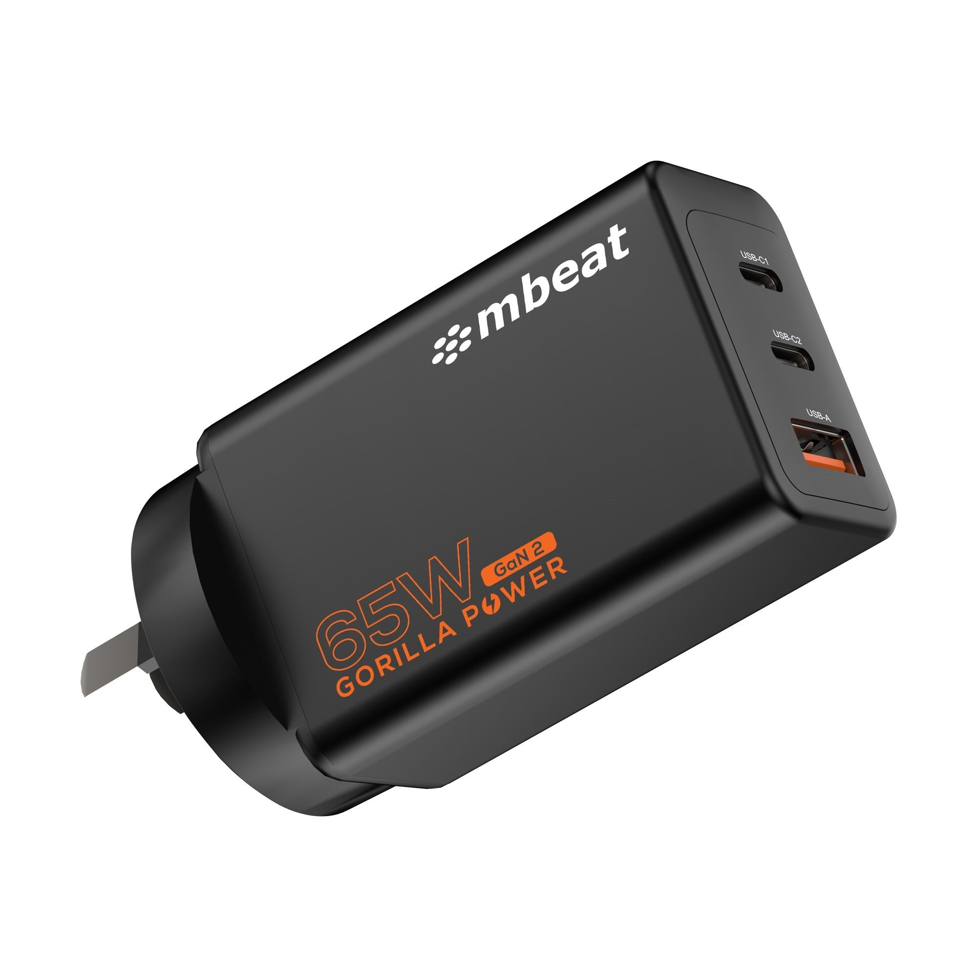 mbeat Gorilla Power PD 65W GaN II USB-C Charger 50% smaller than the standard Supports a wide range of devices Product Weight: 109g mbeat Gorilla Power PD 65W GaN II USB-C Charger 50% smaller than the standard Supports a wide range of devices Product Weight: 109g